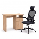 Set de birou Family Pro 100x50x74 cm cu scaun rotativ Flexo, stejar Sonoma-negru