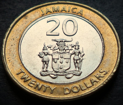 Moneda exotica - bimetal 20 DOLARI - JAMAICA, anul 2008 * cod 4701 = excelenta foto