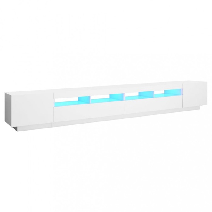 Comodă TV cu lumini LED, alb, 300x35x40cm