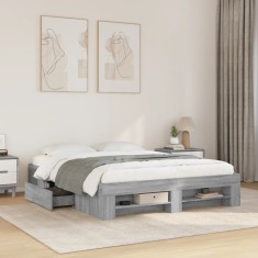 vidaXL Cadru de pat fără saltea Gri Sonoma 160x200cm lemn prelucrat 3295462