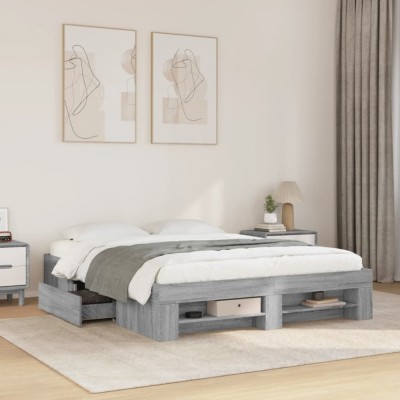 vidaXL Cadru de pat fără saltea Gri Sonoma 160x200cm lemn prelucrat 3295462 foto