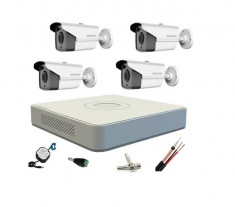 Kit profesional 4 camere supraveghere 5MP Turbo HD HikVision + DVR 4 canale 5MP HikVision foto
