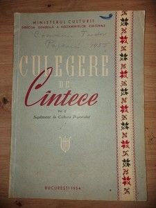 Culegere de cintece Supliment la Cultura Poprului foto