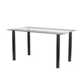Masa dining patrata Riona 140x80 cm, sticla neagra securizata, cadru otel, living/bucatarie. Inaltime 75 cm