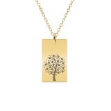 Floris - Colier personalizat copac tablita din argint 925 placat cu aur galben 24K, Bijubox