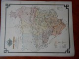 Harta Gorjului, 85x65 cm, Gh. Dobrescu, 1925, uriasa, caserata
