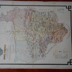 Harta Gorjului, 85x65 cm, Gh. Dobrescu, 1925, uriasa, caserata