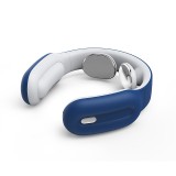 Aparat de Masaj Cervical Profesional cu Impulsuri Electromagnetice, pentru durerile de gat si spate, Incalzire, Telecomanda, Portabil, USB, Albastru