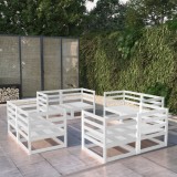 Gossi set mobilier de gradina, 8 piese, alb, lemn masiv de pin