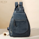 Rucsac dama din piele naturala, Clara, bleumarin