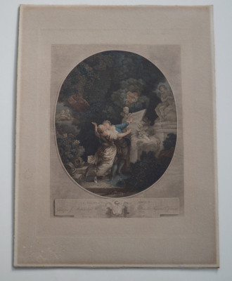 Jean-Honor&amp;eacute; Fragonard &amp;quot;Le Serment D&amp;#039;Amour&amp;quot; gravura veche sec 18 foto