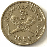 NOUA ZEELANDA 3 PENCE 1954,Elizabeth II.KM#25.1, Australia si Oceania, Cupru-Nichel