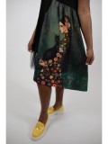 ROCHIE MIDI ASIMETRICA CU MANECA SCURTA SI TUL CAT MELEK TALIE UNICA Multicolora