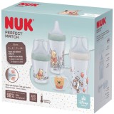 Set NUK Perfect Match Disney Winnie the Pooh, cu tetină moale din silicon, anti-colici, include Suzetă NUK Space, 0-6 luni, pentru start relaxat de la
