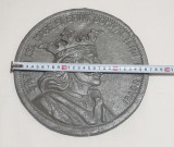 Medalie rara Stefan Cel Mare placheta tip tablou dimensiuni mari 26 cm diametru