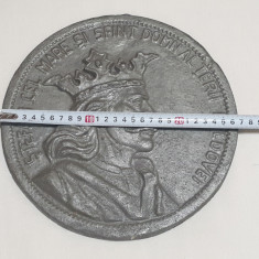 Medalie rara Stefan Cel Mare placheta tip tablou dimensiuni mari 26 cm diametru