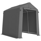 Outsunny Cort garaj 2,3 x 1,9 m, rezistent la apă, cort pentru unelte cu ușă rulabilă cu fermoar, ventilație, acoperiș &icirc;n două ape, gri &icirc;nchis | Aosom