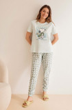 Women&#039;secret pijamale de bumbac Snoopy culoarea verde, bumbac, 3137649