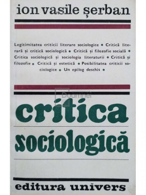 Ion Vasile Serban - Critica sociologica (editia 1983) foto