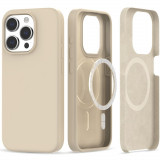 Husa Tech-Protect Silicone MagSafe pentru Apple iPhone 15 Pro Bej, Silicon, Carcasa