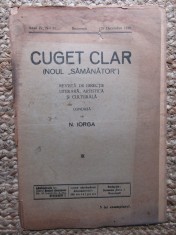 Revista - Cuget Clar - Noul Semanator - condusa de N. Iorga - ANUL IV NR. 25 28 SEPTEMBRIE 1939