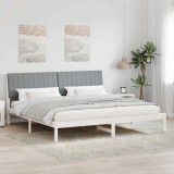 vidaXL Cadru de pat cu headboard Alb 200 x 200 cm Lemn de pin masiv 3394402