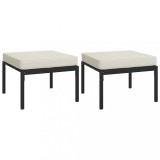 Cumpara ieftin Taburete de gradina cu perne gri, 2 buc., 60x60x35 cm, otel