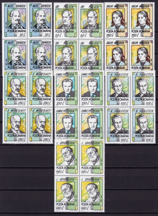 ✅RO 1994 LP 1362 &quot; Aniversari-Comemorari-Personalitati&quot; , serie in bloc de 4 , MNH
