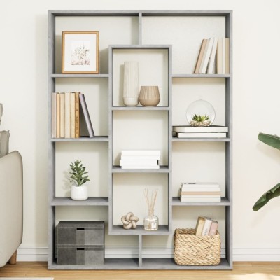 Gossi biblioteca, gri beton, 102x29x143 cm, lemn prelucrat foto