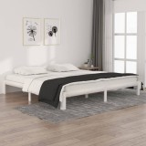 VidaXL Cadru de pat, alb, 200x200 cm, lemn masiv de pin