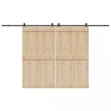 VidaXL Set feronerie pentru uși glisante, negru, 366 cm, oțel