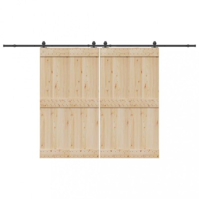 vidaXL Set feronerie pentru uși glisante, negru, 366 cm, oțel 3295785 foto