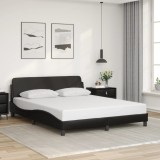 VidaXL Cadru de pat cu tăblie, negru, 160x200 cm, piele ecologică