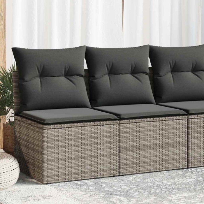 Gossi set canapea de gradina cu perne, 4 piese, gri, poliratan