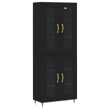 Dulap inalt, negru, 69,5x34x180 cm, lemn compozit
