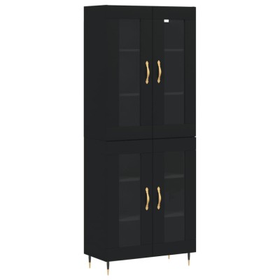 Dulap inalt, negru, 69,5x34x180 cm, lemn compozit foto