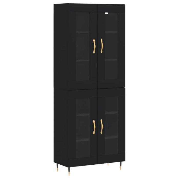 Dulap inalt, negru, 69,5x34x180 cm, lemn compozit