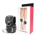 DARKNESS - BLACK ADJUSTABLE LEATHER ANKLE HANDCUFFS, DARKNESS BONDAGE