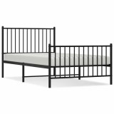 Cumpara ieftin Cadru pat metalic cu tablii de cap/picioare, negru, 100x190 cm