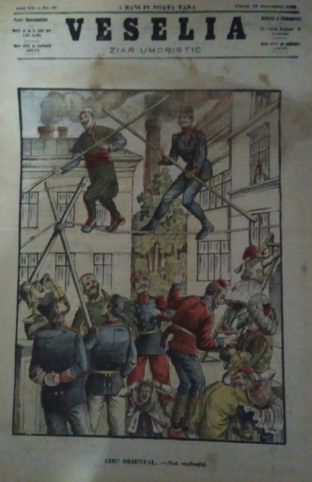 Ziarul Veselia : CIRC ORIENTAL - gravură, 1908