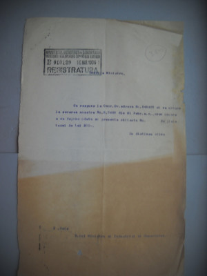 HOPCT DOCUMENT VECHI 350 MINISTERUL INDUSTRIEI COMERT EXTERIOR /BUCURESTI 1936 foto