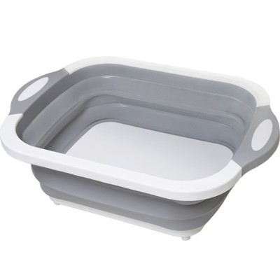 Tocator Multifunctional, Cyrax, 2 in 1, cu Cos pentru Spalat si Scurgere Alimente, 480 g, Pliabila, Gri foto