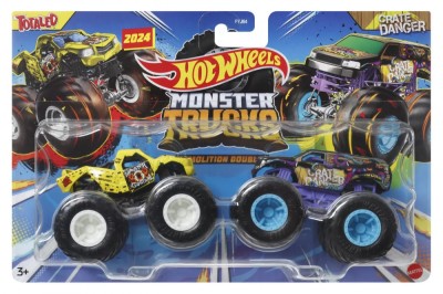 Hot Wheels Monster Truck Set 2 Masini Totaled Si Crate Danger Scara 1 La 64 foto