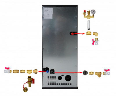 Pachet Centrala peleti Fornello Pellet King 25 kw, complet echipata, pompa circulatie, vas expansiune, automatizare, Calorifere aluminiu, Boiler, kit foto