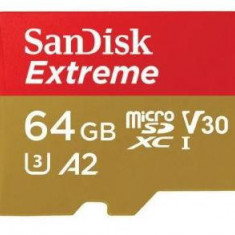 Card de memorie SanDisk Extreme SDSQXAH-064G-GN6AA, MicroSDXC, 64GB, UHS-I U3, V30 + Adaptor SD