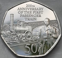 50 pence 2025 Gibraltar, 200th Anniversary of the First Passenger Steam Train , unc