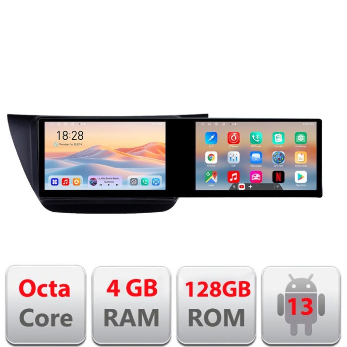 Navigatie Mitubishi Lancer 2001-2007 Kit-lancer07 Edotec 2 ecrane 8 core 4+128 21.6 inch Incell android Wifi 5Ghz gps internet 32 CarStore Technology