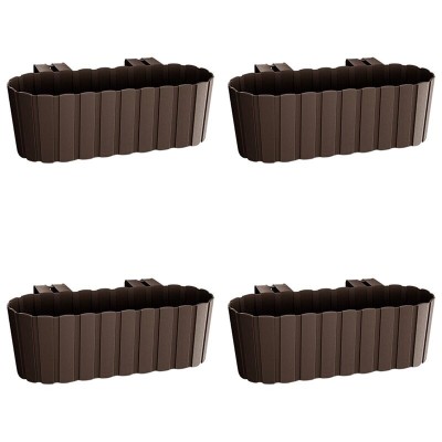 Set 4 jardiniere decorative cu suport de plastic, maro, 4.9 L, 38.3x21.2x13 cm, Boardee Hook foto