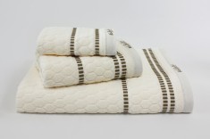 Set de 3 prosoape baie Valentini Bianco Jackard Cream foto