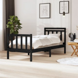 Cadru de pat Single, negru, 90x190 cm, lemn masiv GartenMobel Dekor, vidaXL